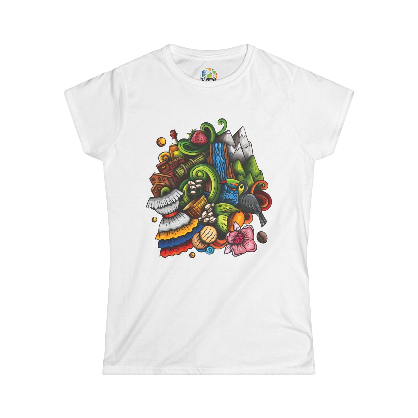 Camiseta Softstyle para Mujer "Venezuelan Vibes" – Diseño Colorido Inspirado en Venezuela