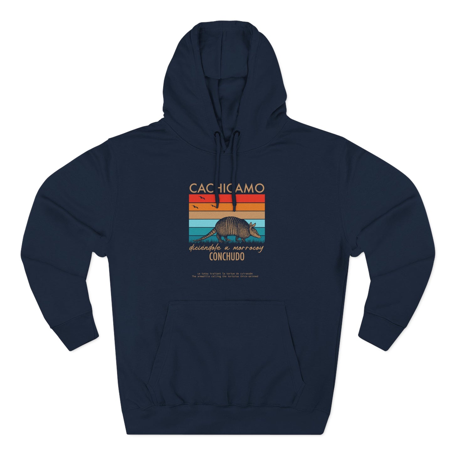 Hoodie “Cachicamo diciéndole a morrocoy conchuo” – Suéter Unisex de Fleece, Divertido y 100% Venezolano