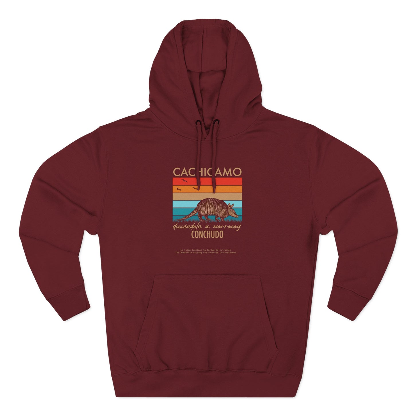 Hoodie “Cachicamo diciéndole a morrocoy conchuo” – Suéter Unisex de Fleece, Divertido y 100% Venezolano