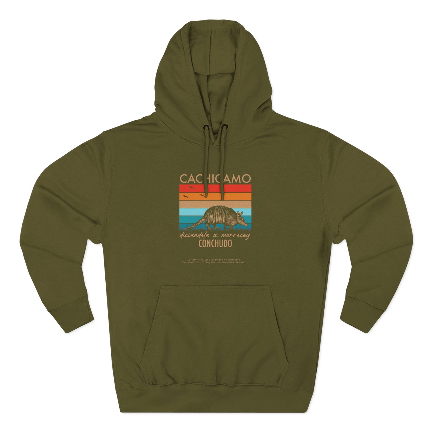 Hoodie “Cachicamo diciéndole a morrocoy conchuo” – Suéter Unisex de Fleece, Divertido y 100% Venezolano