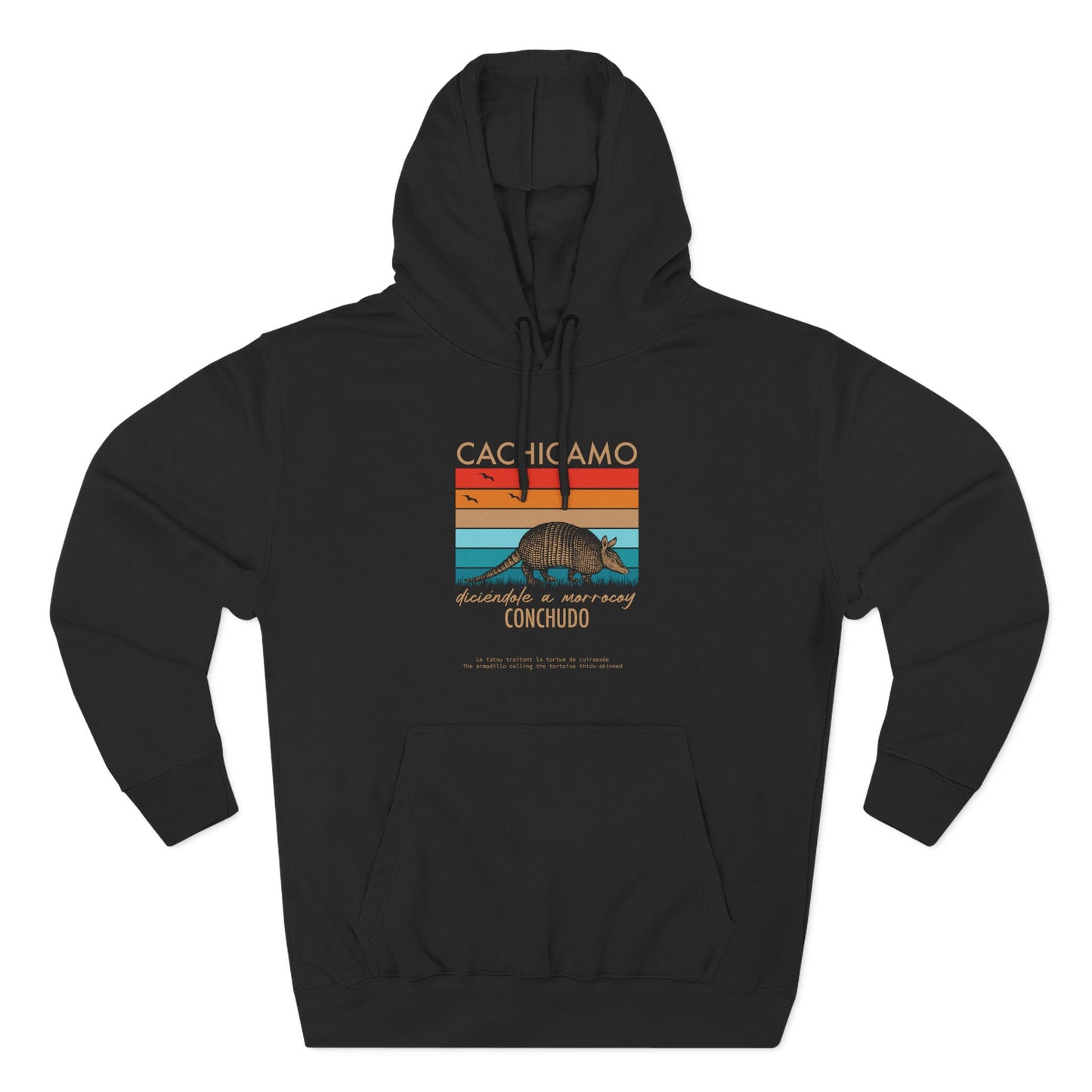 Hoodie “Cachicamo diciéndole a morrocoy conchuo” – Suéter Unisex de Fleece, Divertido y 100% Venezolano