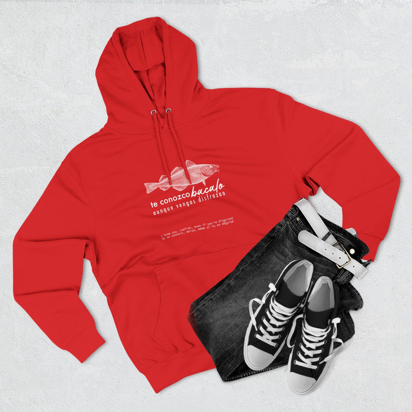 Hoodie “Te Conozco Bacalao” – Suéter Unisex de Fleece, Cómodo, Original y con Sabor Venezolano