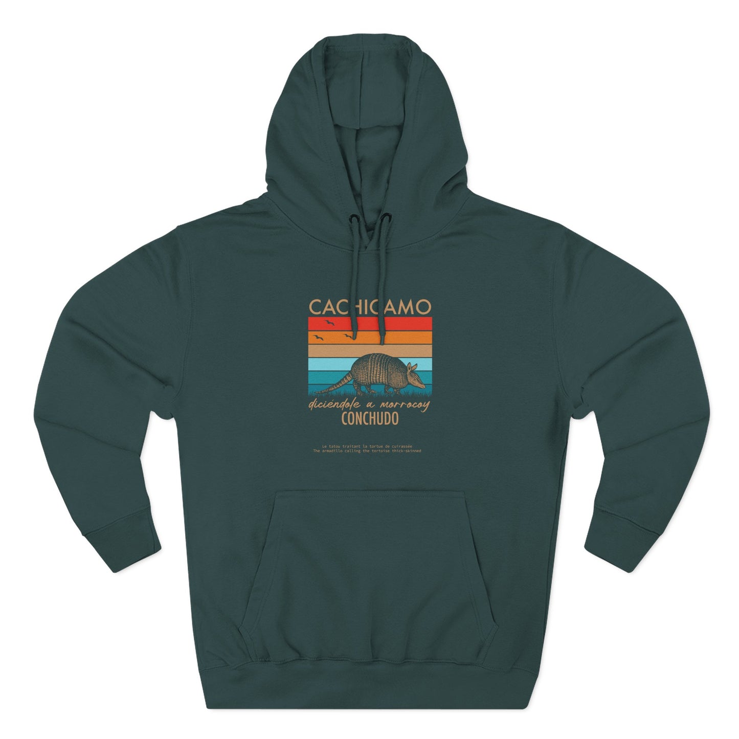 Hoodie “Cachicamo diciéndole a morrocoy conchuo” – Suéter Unisex de Fleece, Divertido y 100% Venezolano