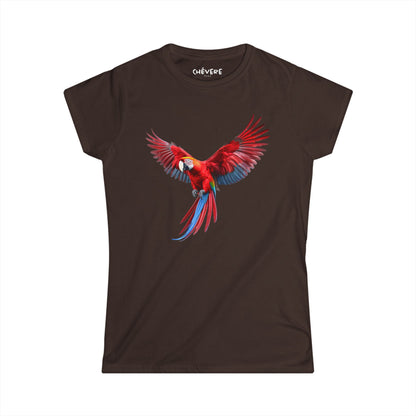 Parrot Flight Women's Tee — Colorful Red Macaw Graphic Shirt