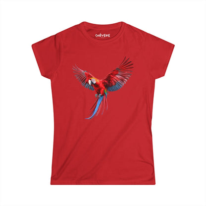 Parrot Flight Women's Tee — Colorful Red Macaw Graphic Shirt