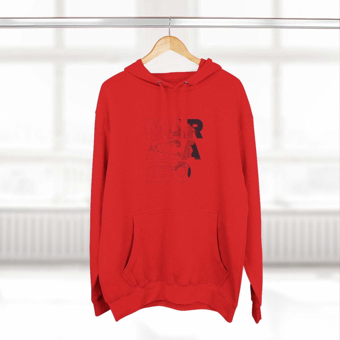 Hoodie Mapa Tipográfico “Maracaibo” – Suéter Unisex de Fleece, Cómodo, Cultural y con Orgullo Venezolano