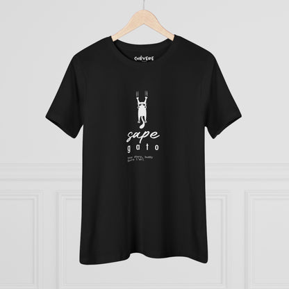 Women's Tee — 'Sape Gato' Minimal Cat Graphic Cotton Shirt
