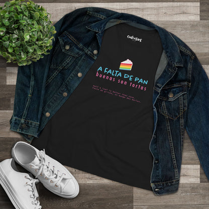 Women's Tee — 'A Falta de Pan, Buenas Son Tortas' Rainbow Cake Graphic