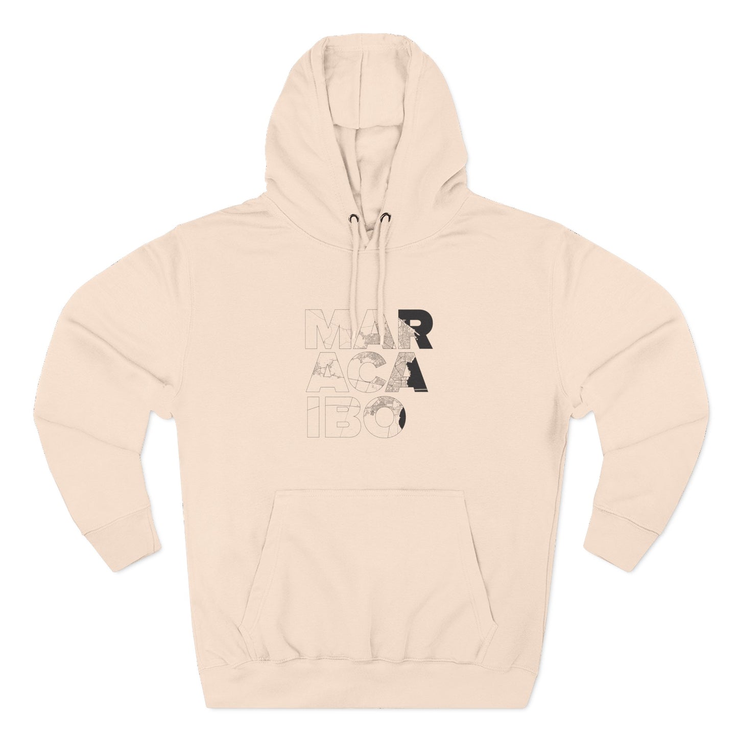 Hoodie Mapa Tipográfico “Maracaibo” – Suéter Unisex de Fleece, Cómodo, Cultural y con Orgullo Venezolano