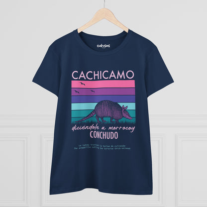 Cachicamo Vintage-Striped Armadillo Tee — 'Cachicamo Conchudo' Graphic T-Shirt
