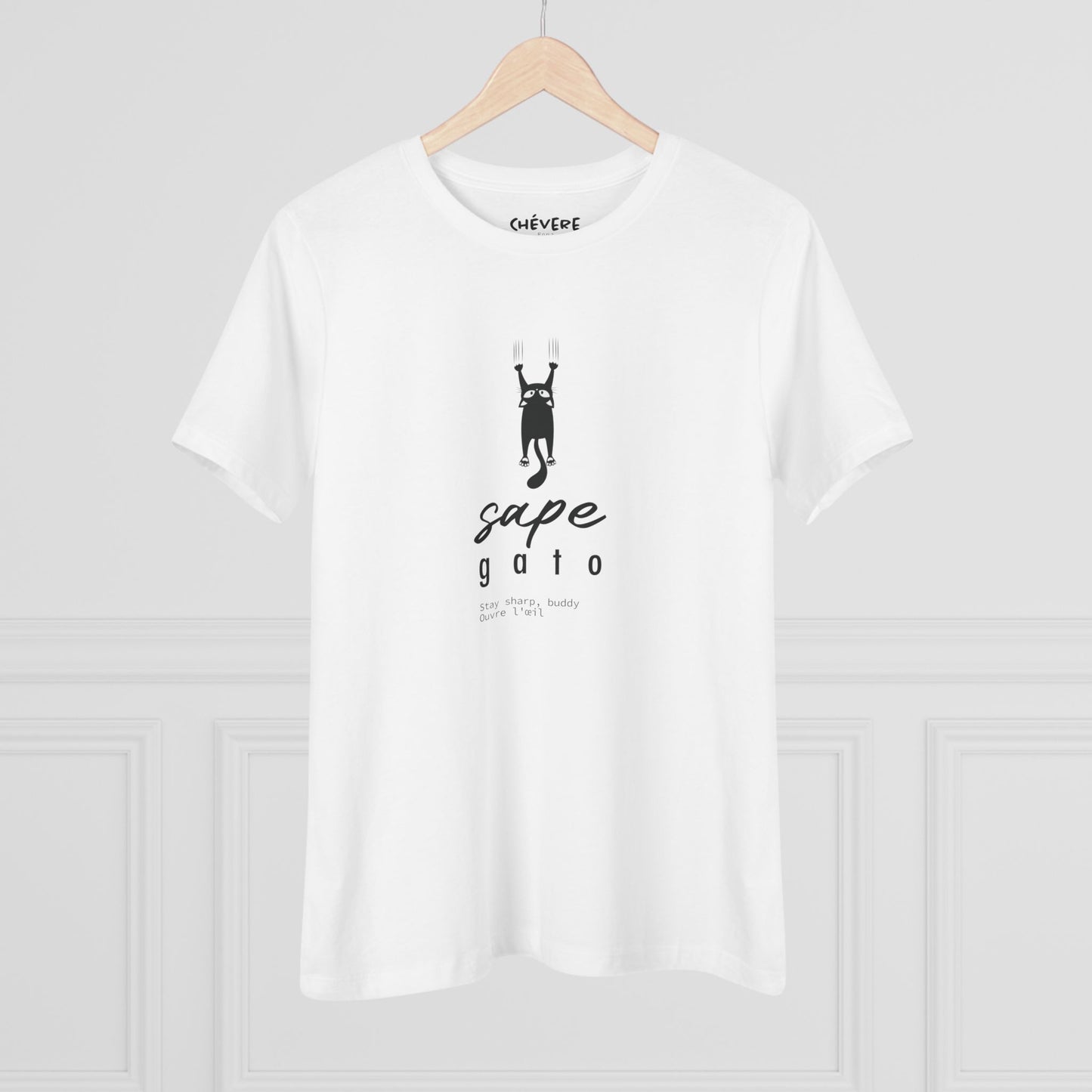 Women's Tee — 'Sape Gato' Minimal Cat Graphic Cotton Shirt