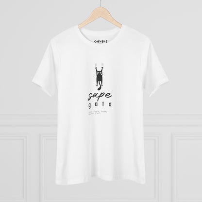 Women's Tee — 'Sape Gato' Minimal Cat Graphic Cotton Shirt