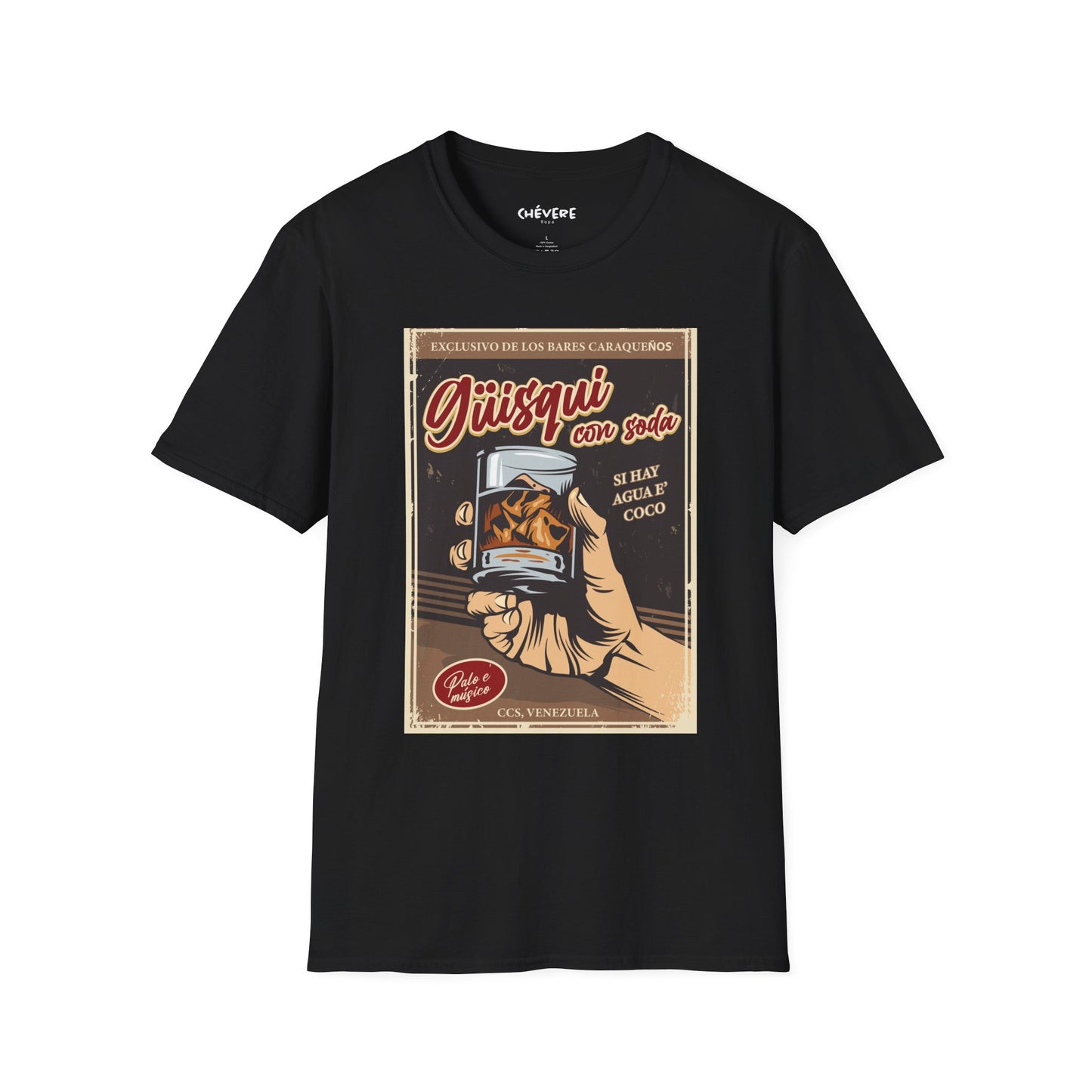 GÜISQUI CON SODA - Camiseta Vintage Unisex Softstyle – Un Clásico de los Bares Caraqueños