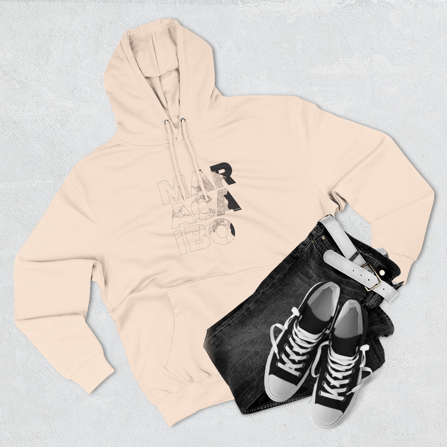 Hoodie Mapa Tipográfico “Maracaibo” – Suéter Unisex de Fleece, Cómodo, Cultural y con Orgullo Venezolano