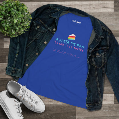 Women's Tee — 'A Falta de Pan, Buenas Son Tortas' Rainbow Cake Graphic