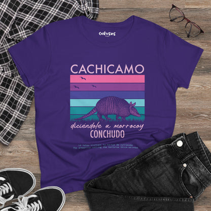 Cachicamo Vintage-Striped Armadillo Tee — 'Cachicamo Conchudo' Graphic T-Shirt