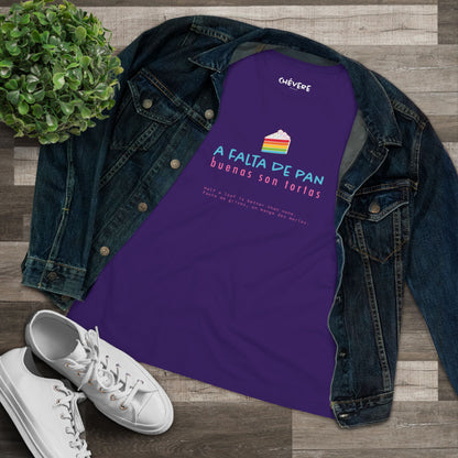 Women's Tee — 'A Falta de Pan, Buenas Son Tortas' Rainbow Cake Graphic