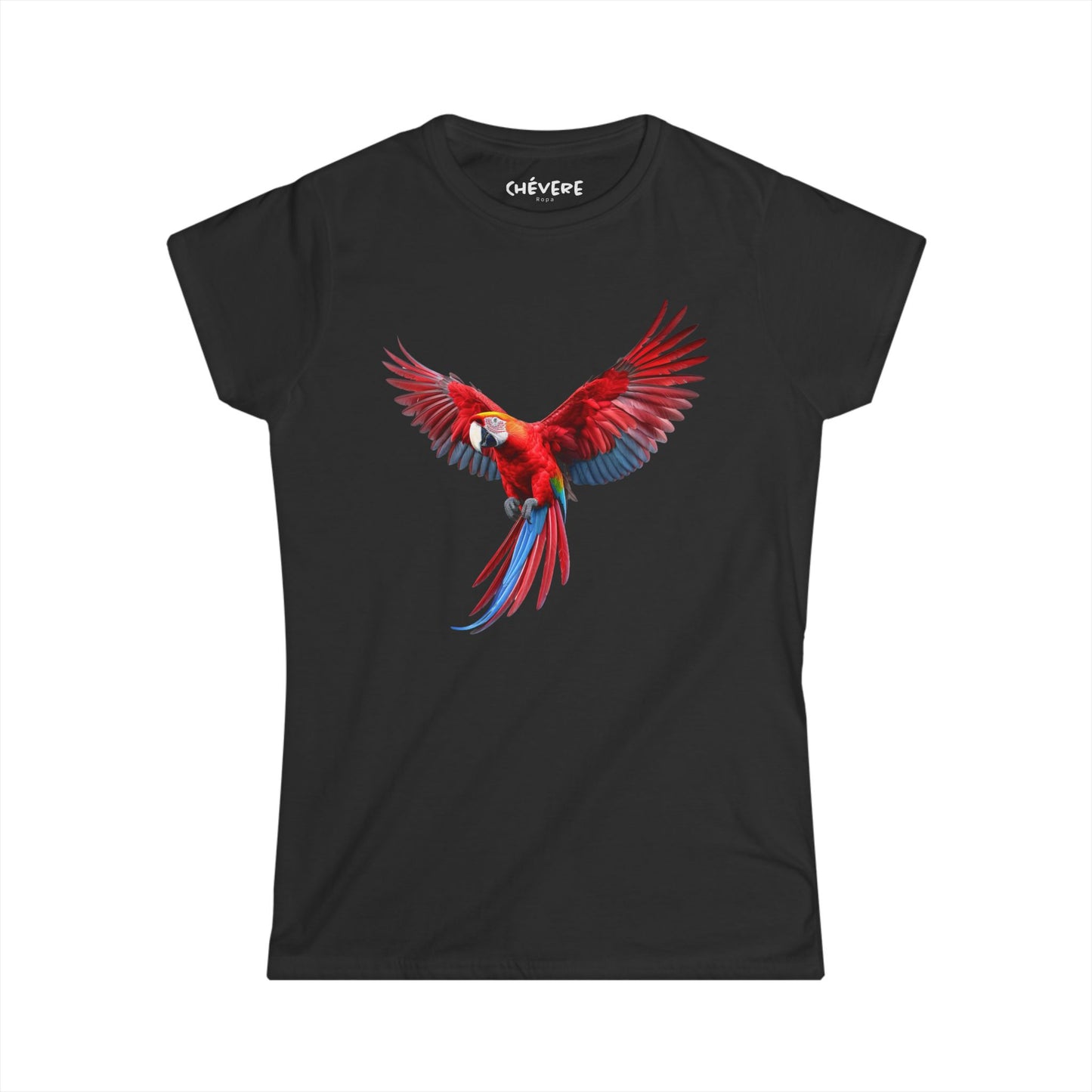 Parrot Flight Women's Tee — Colorful Red Macaw Graphic Shirt