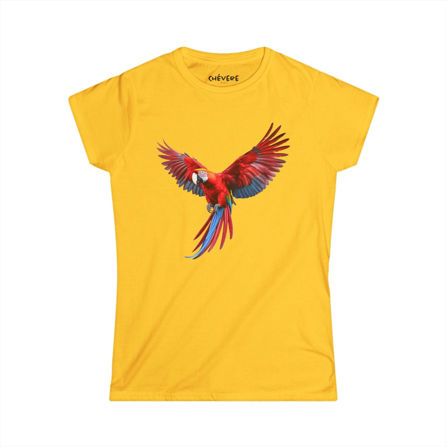 Parrot Flight Women's Tee — Colorful Red Macaw Graphic Shirt