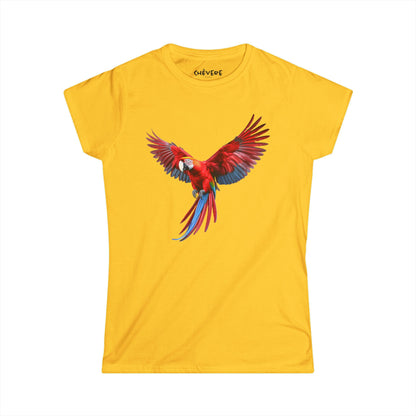 Parrot Flight Women's Tee — Colorful Red Macaw Graphic Shirt