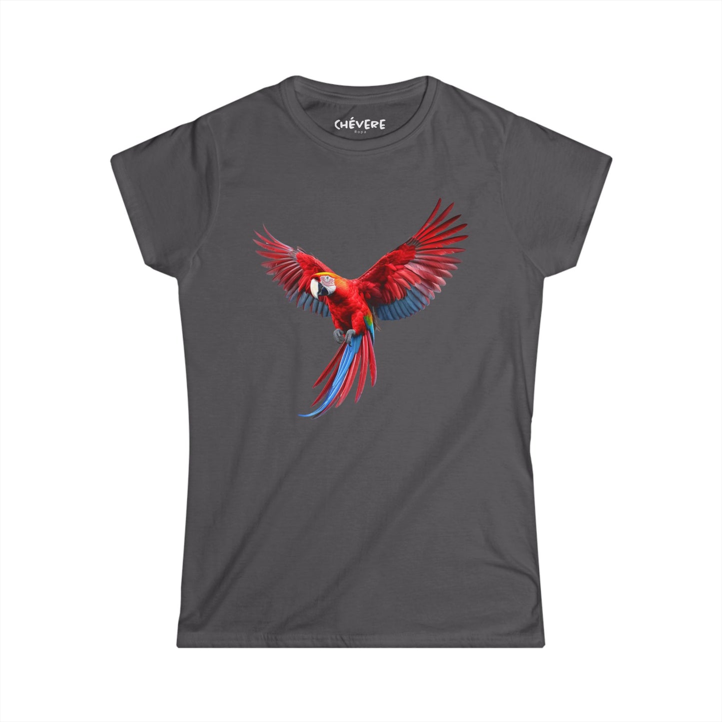 Parrot Flight Women's Tee — Colorful Red Macaw Graphic Shirt