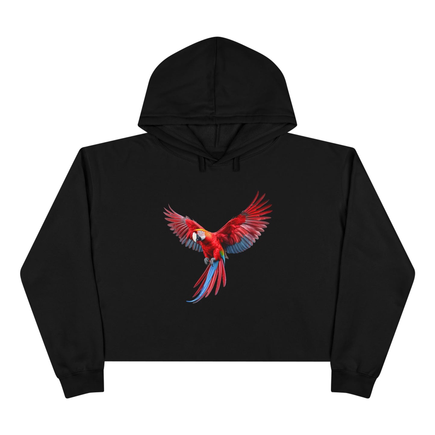 Crop Hoodie — Red Macaw Graphic Cropped Hoodie