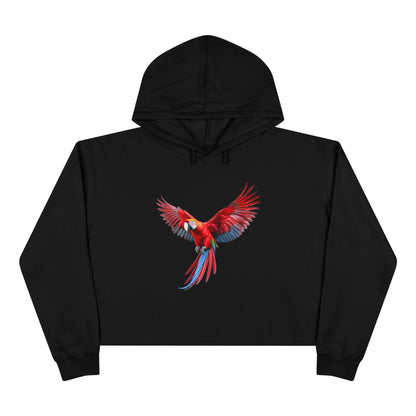 Crop Hoodie — Red Macaw Graphic Cropped Hoodie