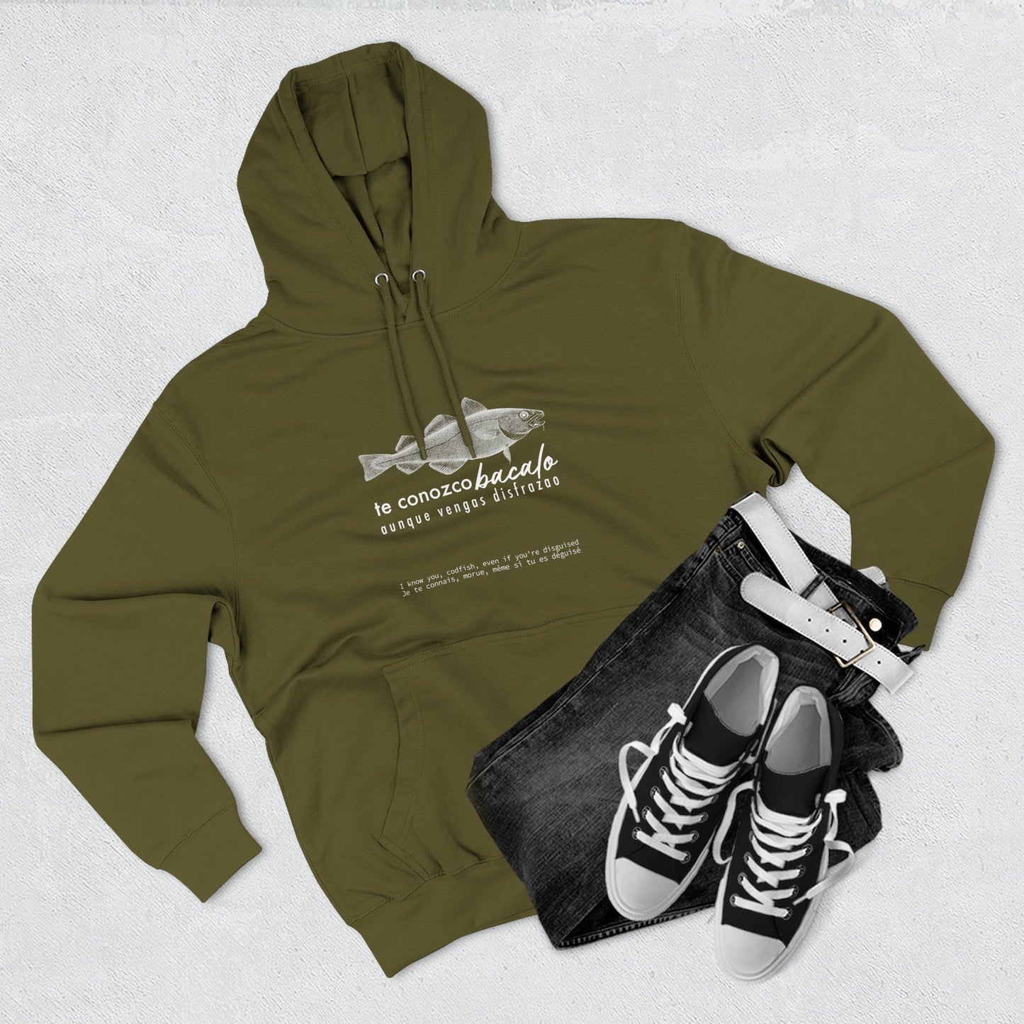 Hoodie “Te Conozco Bacalao” – Suéter Unisex de Fleece, Cómodo, Original y con Sabor Venezolano