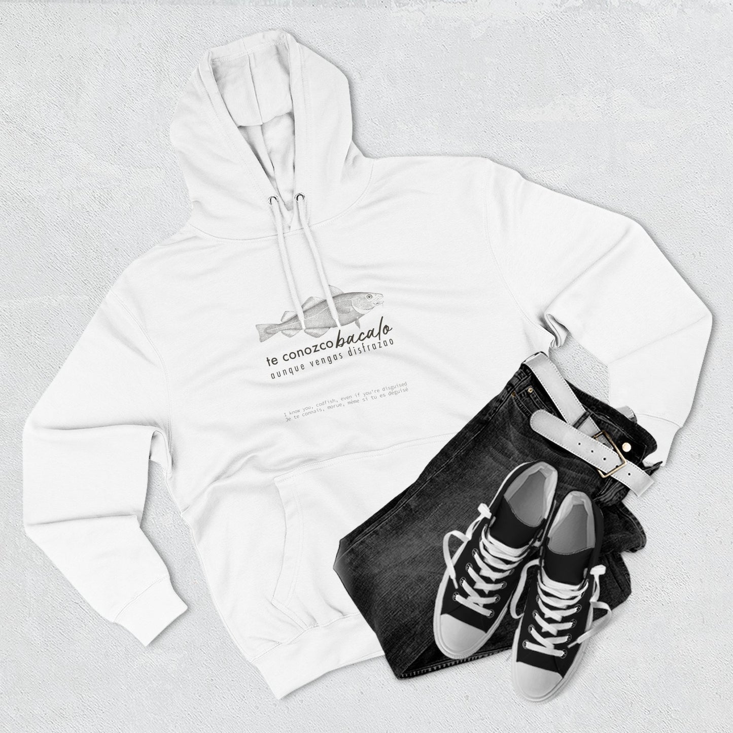 Hoodie “Te Conozco Bacalao” – Suéter Unisex de Fleece, Cómodo, Original y con Sabor Venezolano