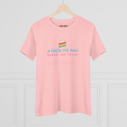 Women's Tee — 'A Falta de Pan, Buenas Son Tortas' Rainbow Cake Graphic