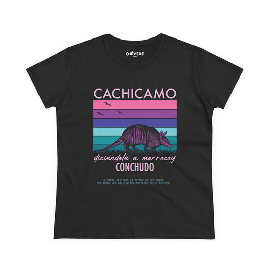 Cachicamo Vintage-Striped Armadillo Tee — 'Cachicamo Conchudo' Graphic T-Shirt