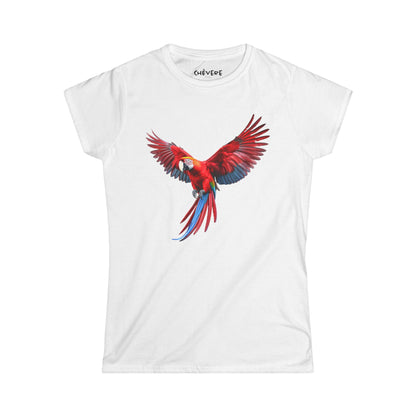 Parrot Flight Women's Tee — Colorful Red Macaw Graphic Shirt