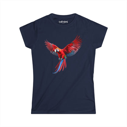 Parrot Flight Women's Tee — Colorful Red Macaw Graphic Shirt