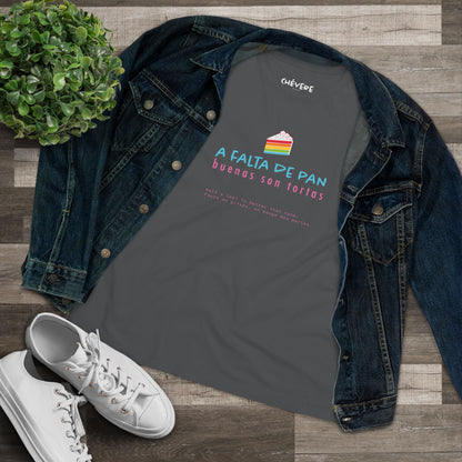 Women's Tee — 'A Falta de Pan, Buenas Son Tortas' Rainbow Cake Graphic