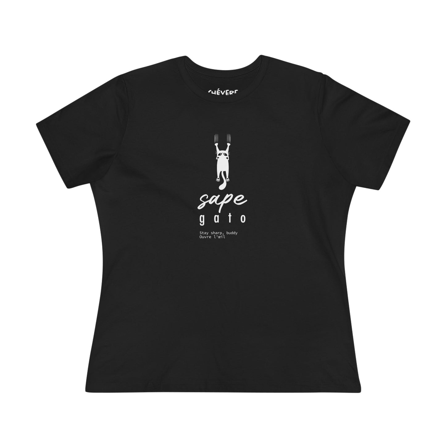 Women's Tee — 'Sape Gato' Minimal Cat Graphic Cotton Shirt