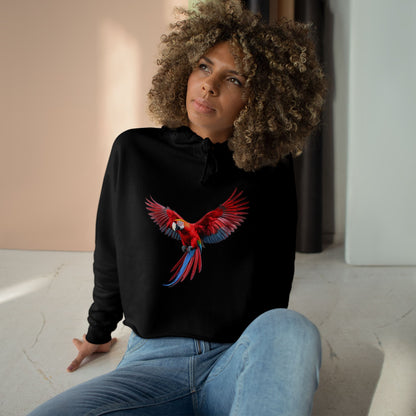Crop Hoodie — Red Macaw Graphic Cropped Hoodie