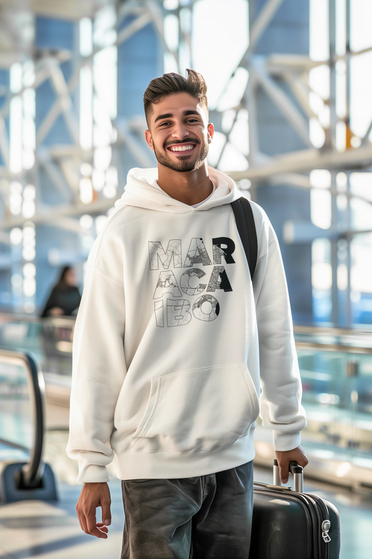 Hoodie Mapa Tipográfico “Maracaibo” – Suéter Unisex de Fleece, Cómodo, Cultural y con Orgullo Venezolano